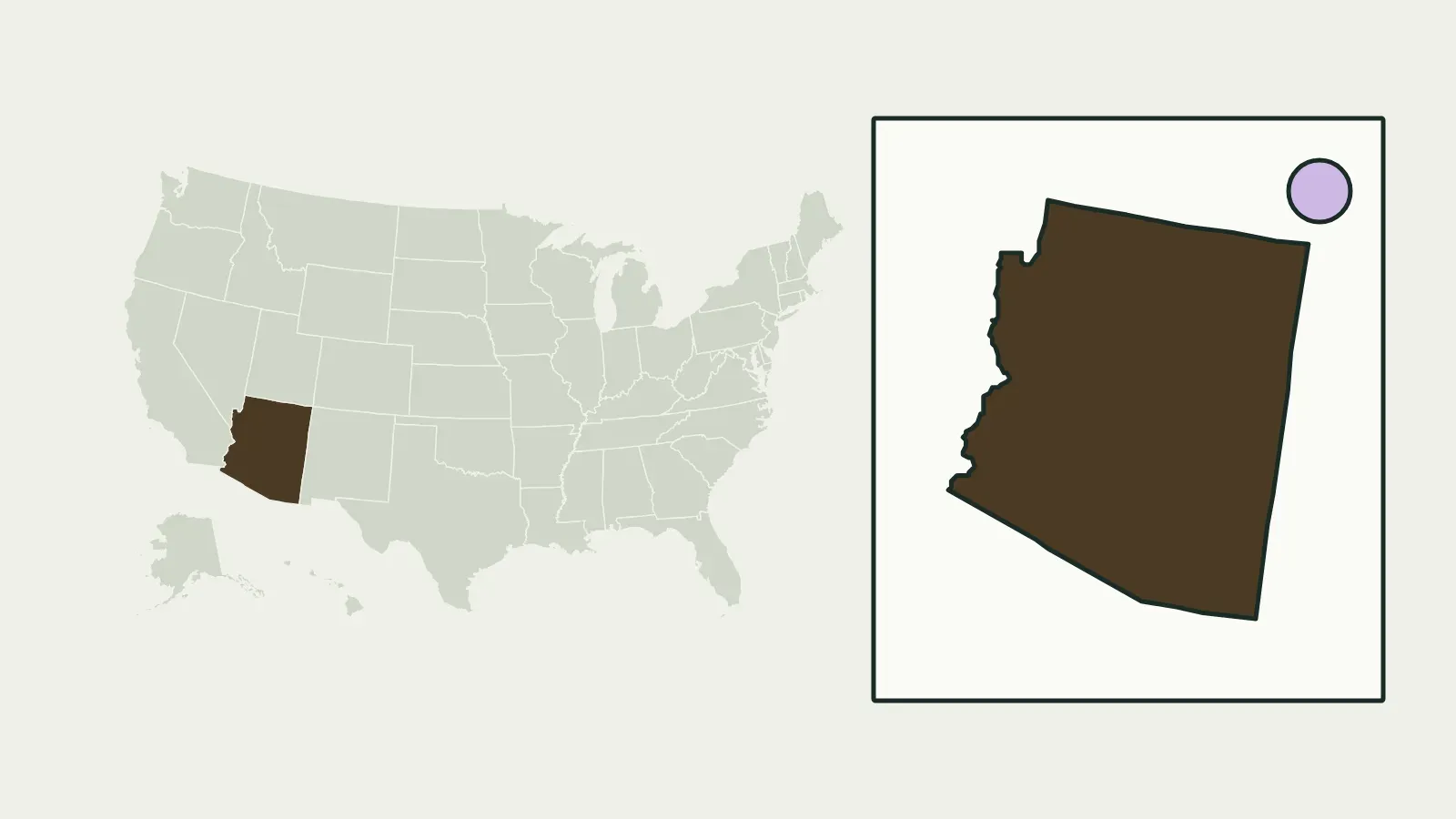 Map of the United States with Arizona highlighted