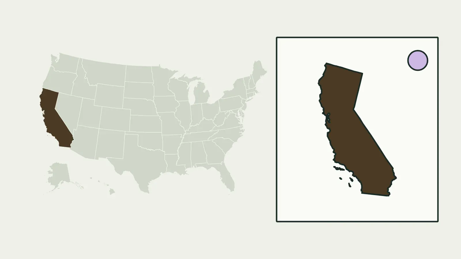 Map of the United States with California highlighted