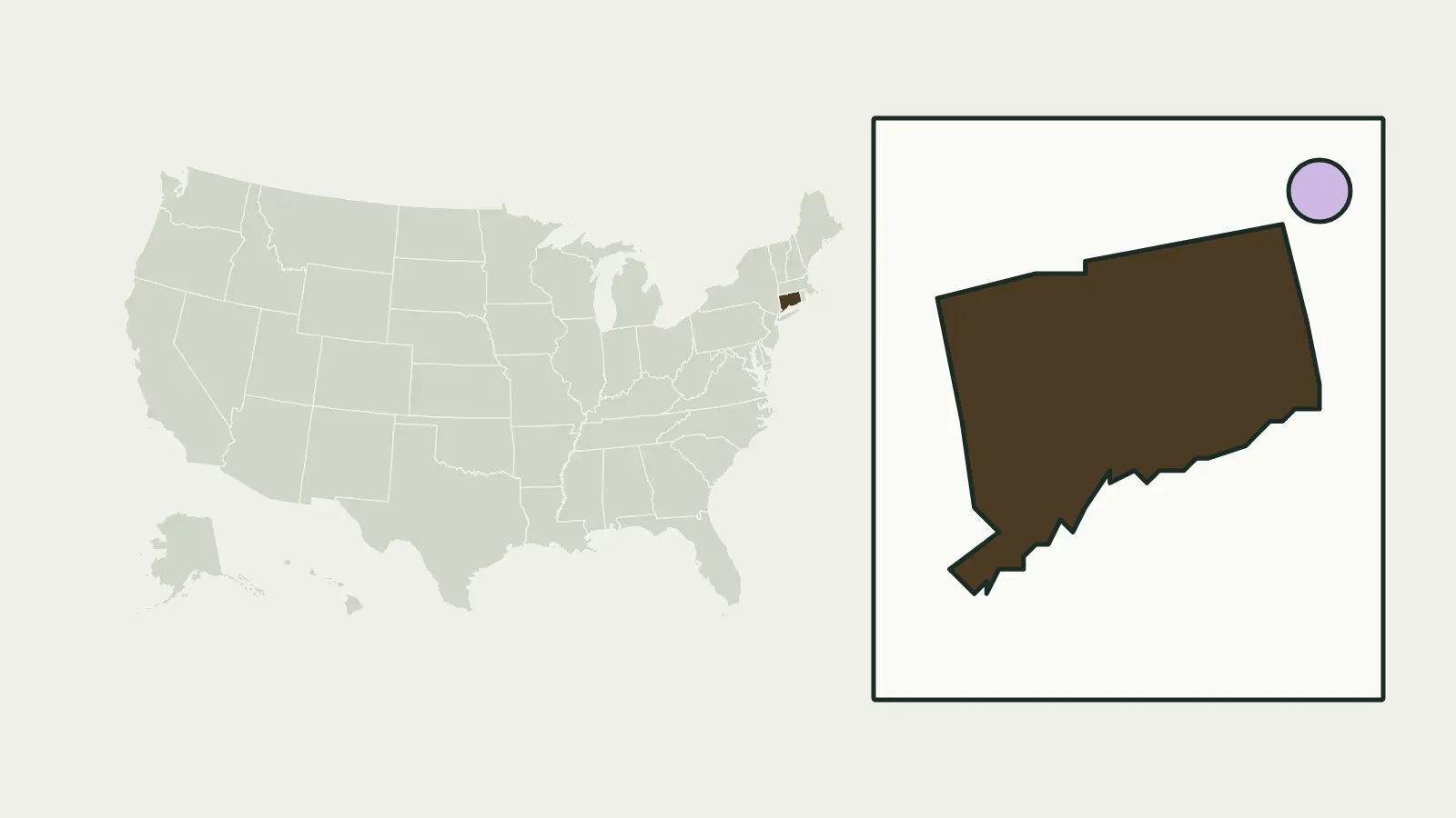 Map of the United States with Connecticut highlighted