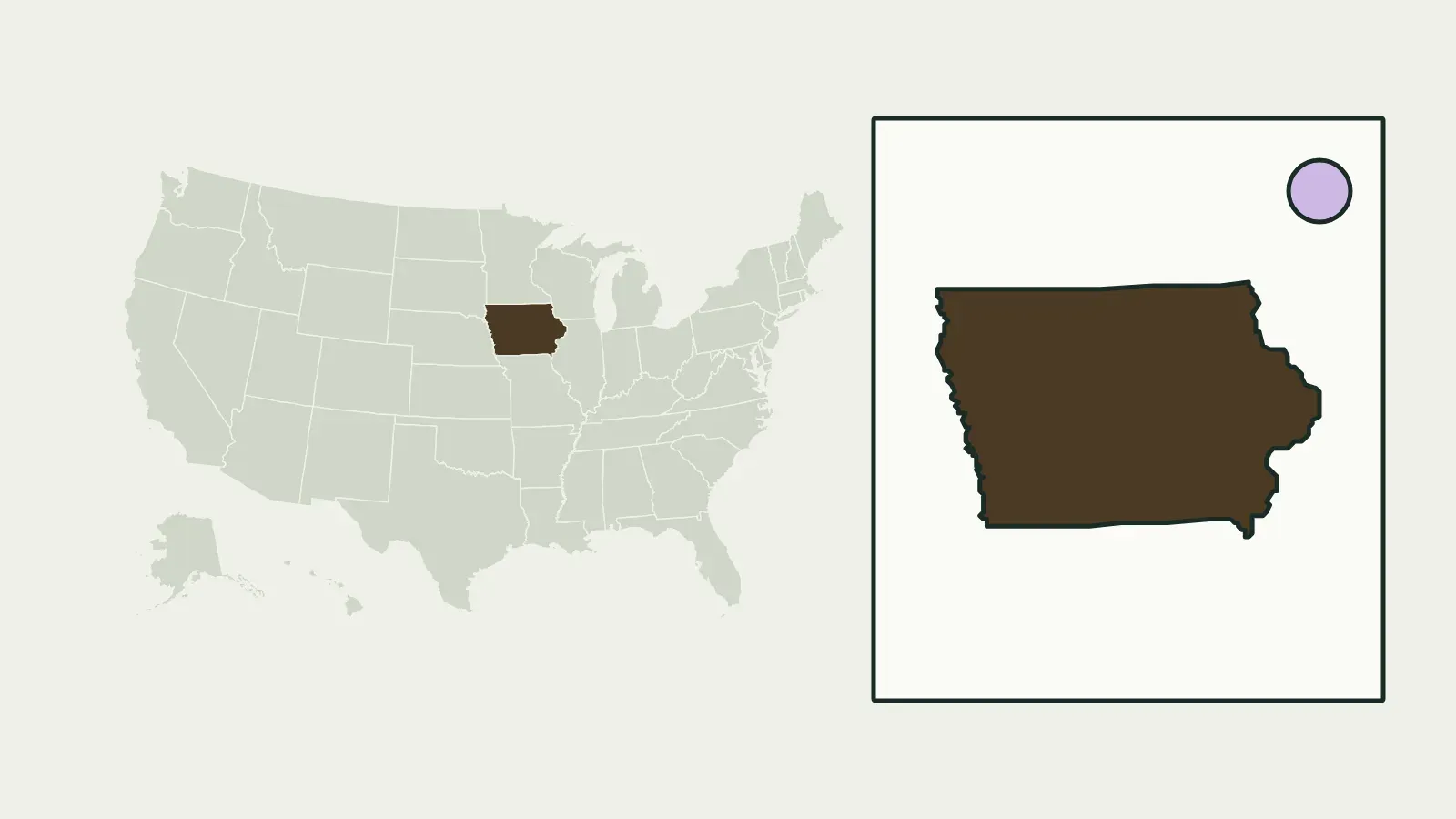Map of the United States with Iowa highlighted