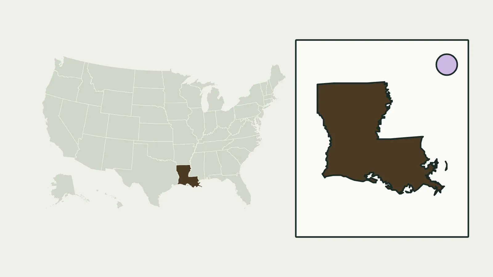 Map of the United States with Louisiana highlighted