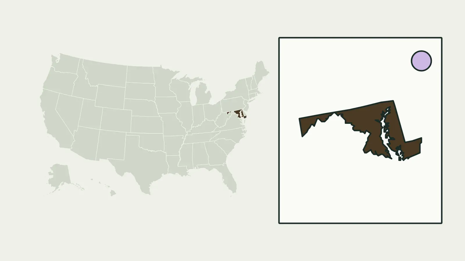 Map of the United States with Maryland highlighted