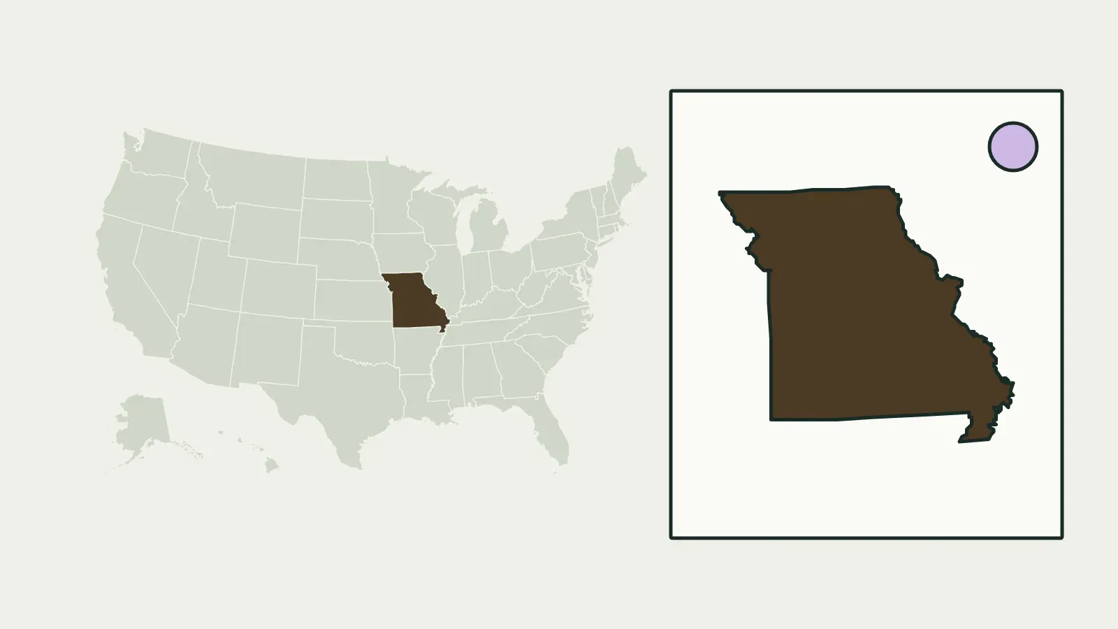 Map of the United States with Missouri highlighted