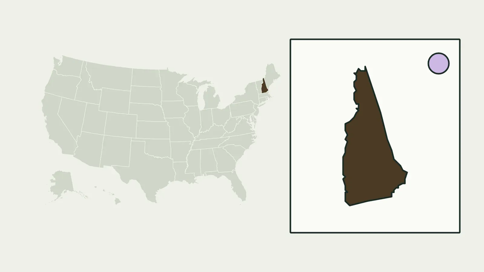 Map of the United States with New Hampshire highlighted