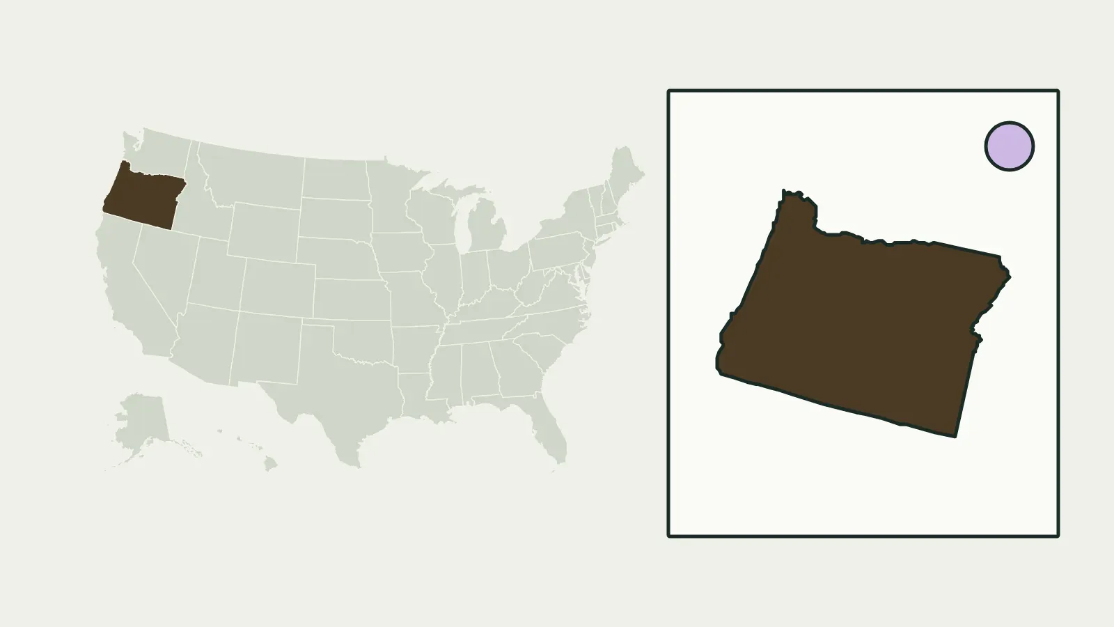 Map of the United States with Oregon highlighted