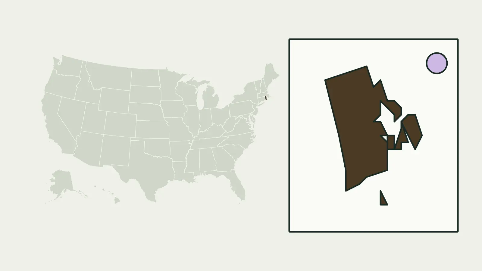 Map of the United States with Rhode Island highlighted
