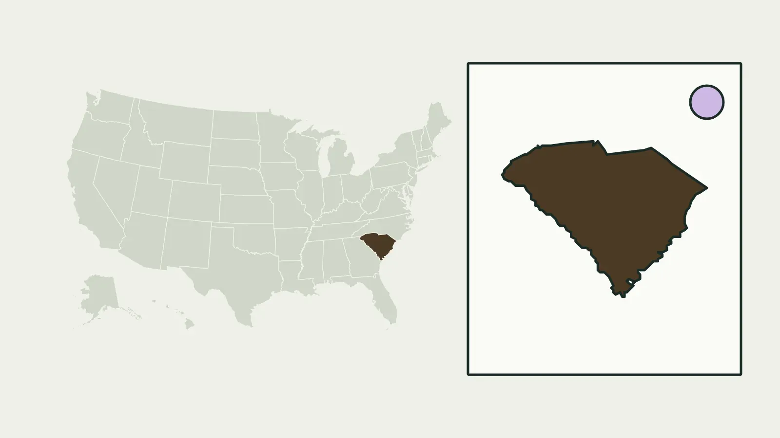 Map of the United States with South Carolina highlighted